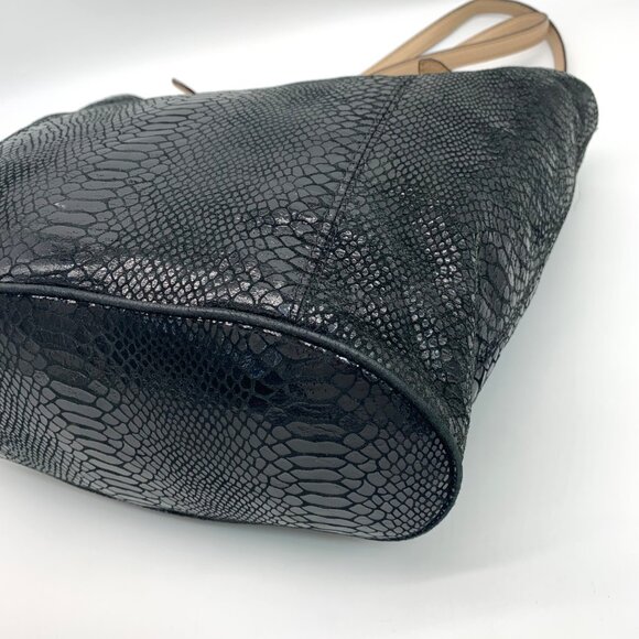 Michael Kors Jet Set Black Embossed Python Tote - Picture 7 of 13